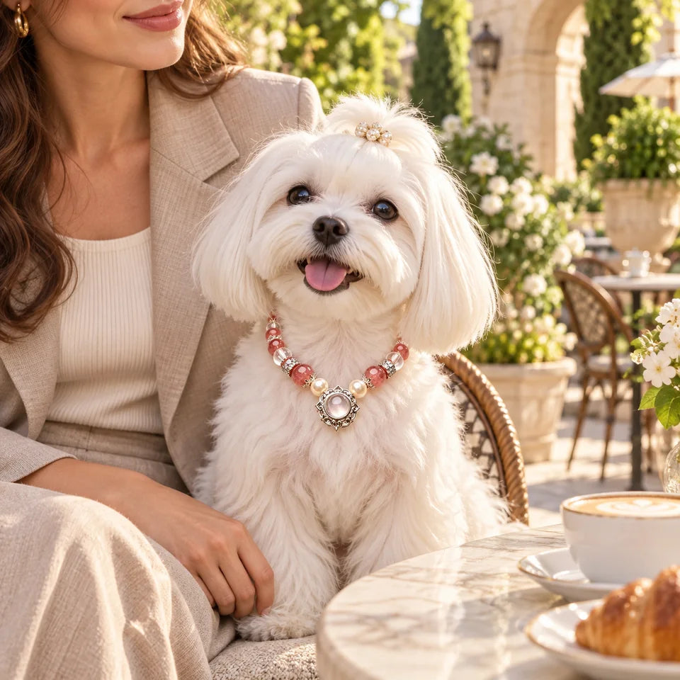 Strawberry Cloud Matching Crystal Collar — natural crystal you & your companion scene 3