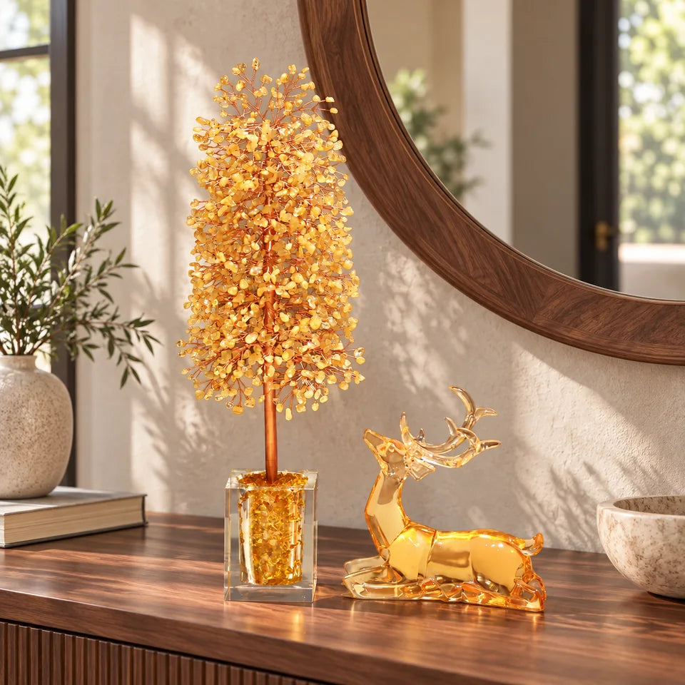 Golden Deer Citrine Tree — natural crystal crystal décor scene 2