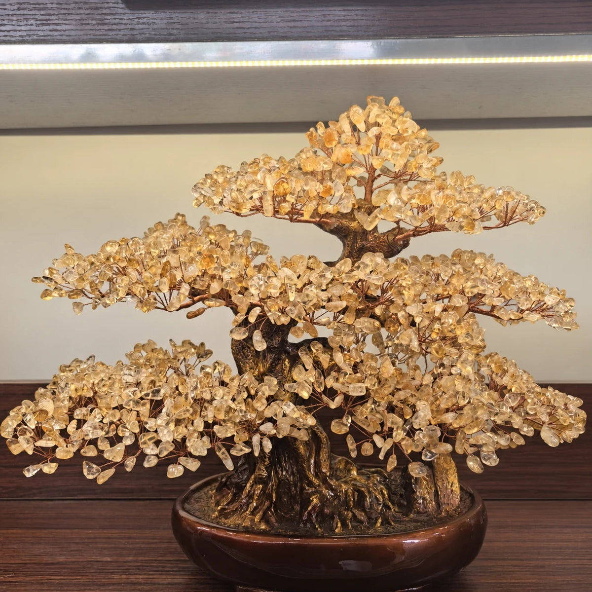 Golden Quartz Prosperity Tree — natural crystal crystal décor scene 1