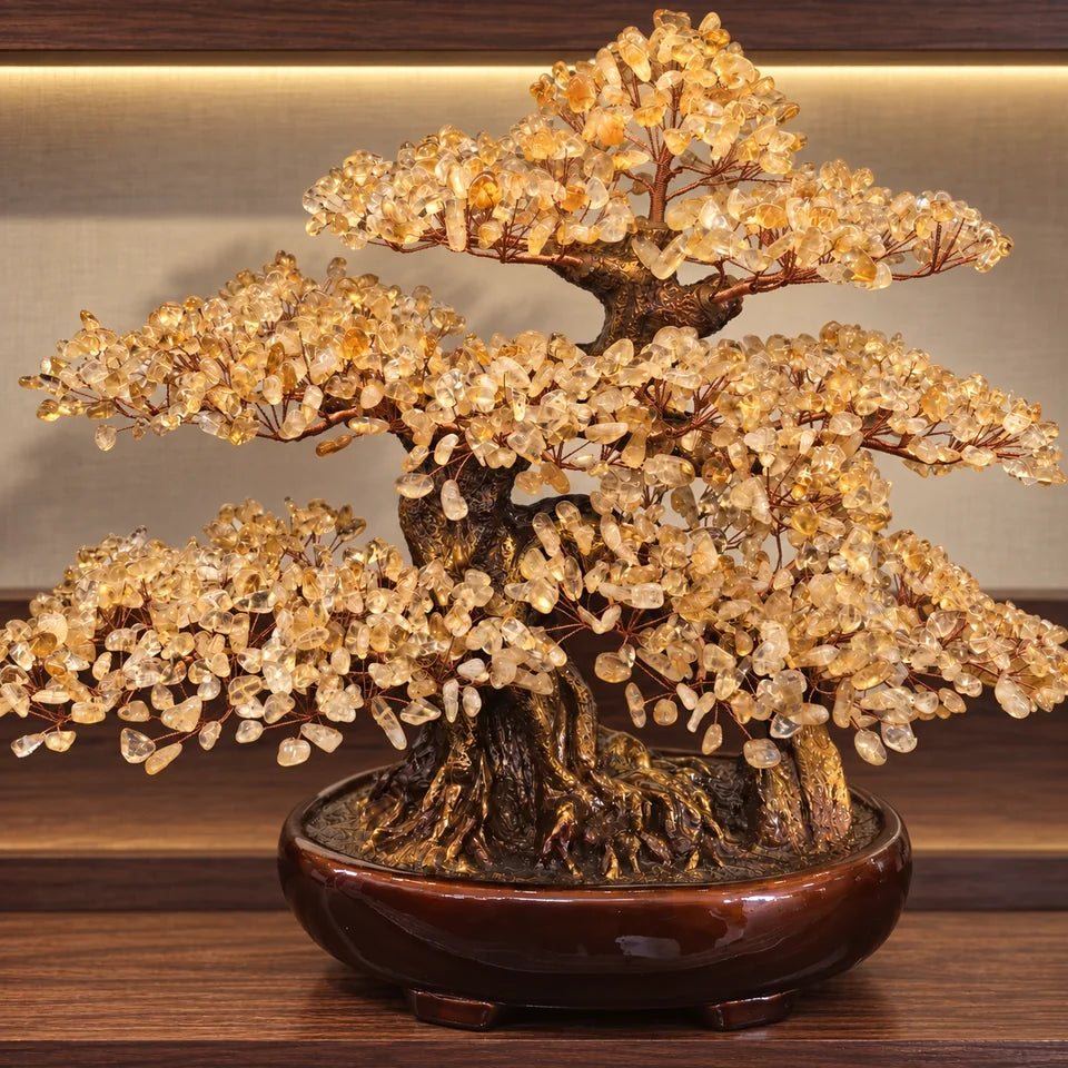 Golden Quartz Prosperity Tree — natural crystal crystal décor scene 3