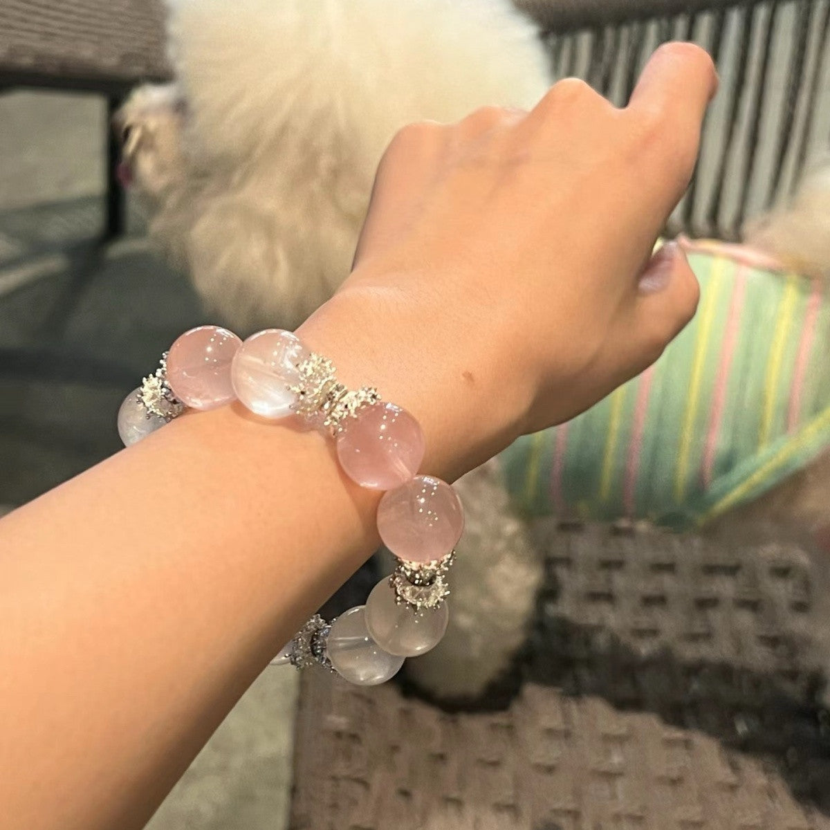 15mm Rose Quartz Bracelet High-Clarity