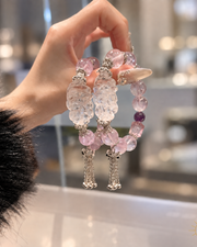 14mm Amethyst Bracelet Nine-Tailed Fox Charm Large Bead Vintage
