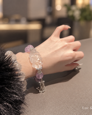 14mm Amethyst Bracelet Nine-Tailed Fox Charm Large Bead Vintage