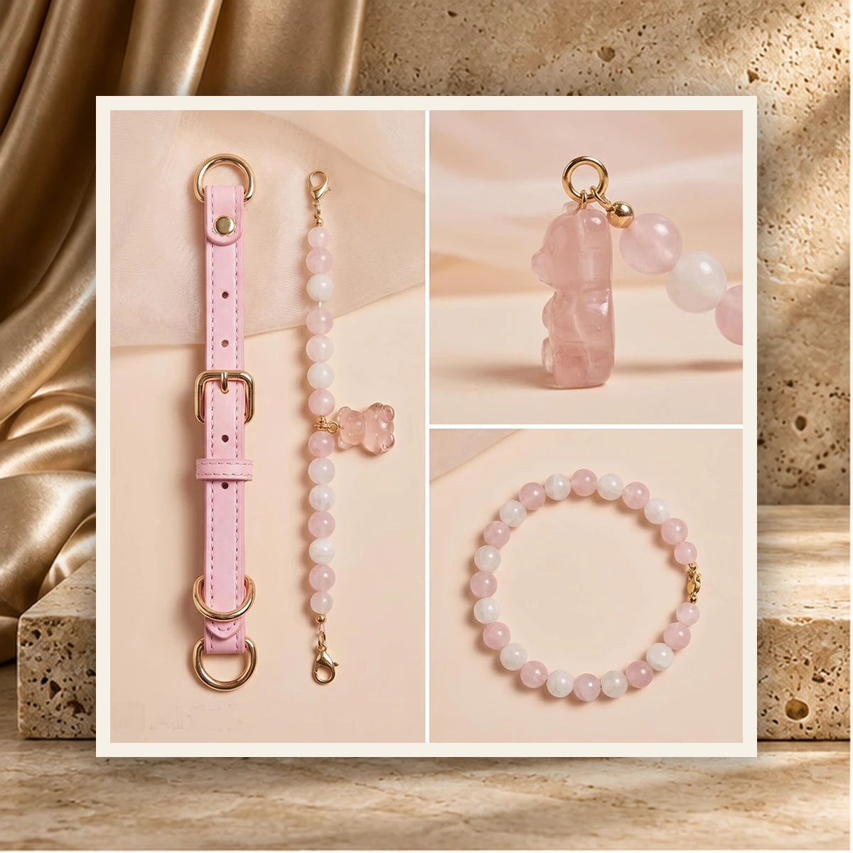 Rose Quartz Bow Pet and Owner Set — product view 1