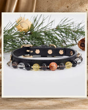 Midnight Leather Crystal Pet Collar — product view 1