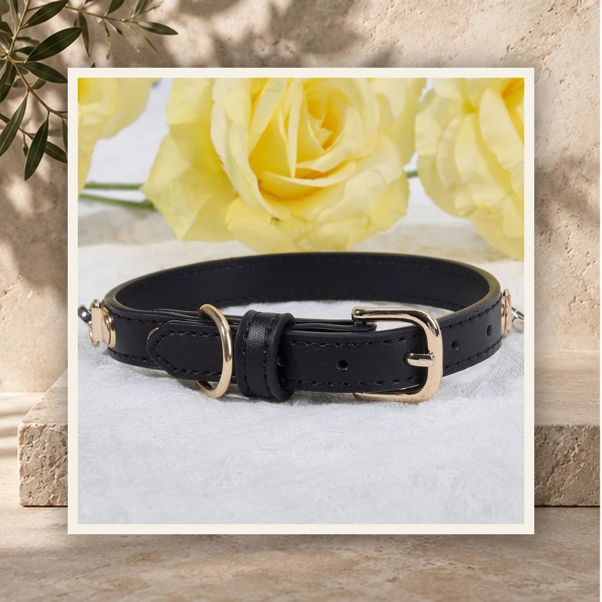 Midnight Leather Crystal Pet Collar — product view 3
