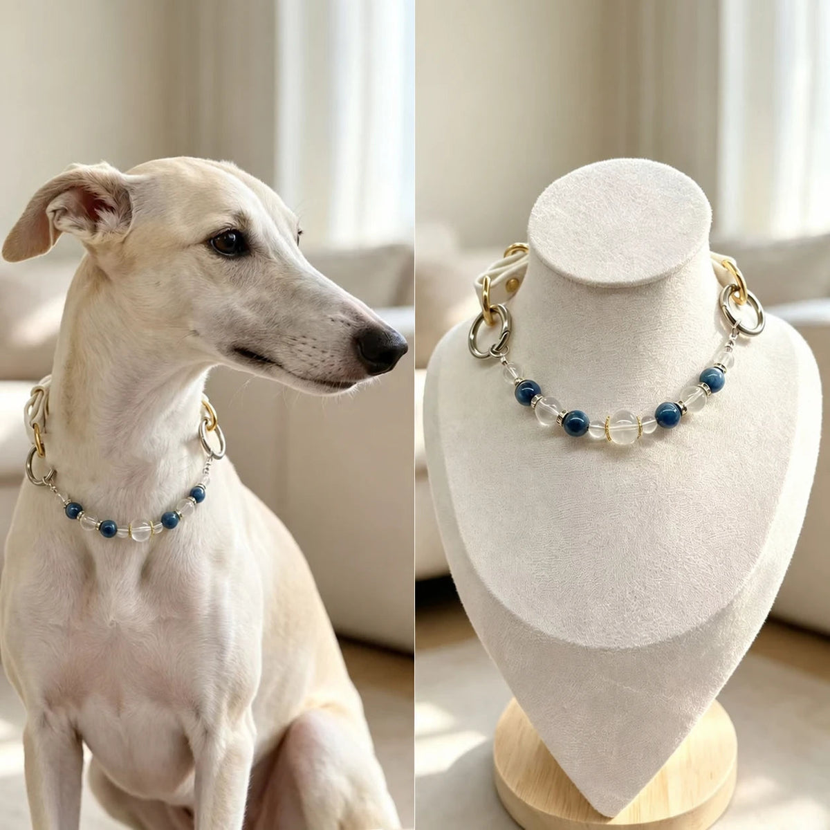 Deep Sea Prelude Natural Crystal Pet Collar — natural crystal you & your companion scene 1