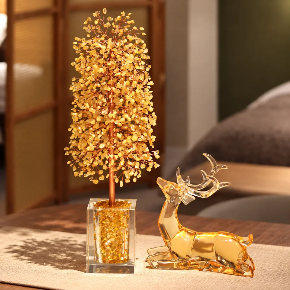 Golden Deer Citrine Tree — natural crystal crystal décor scene 3