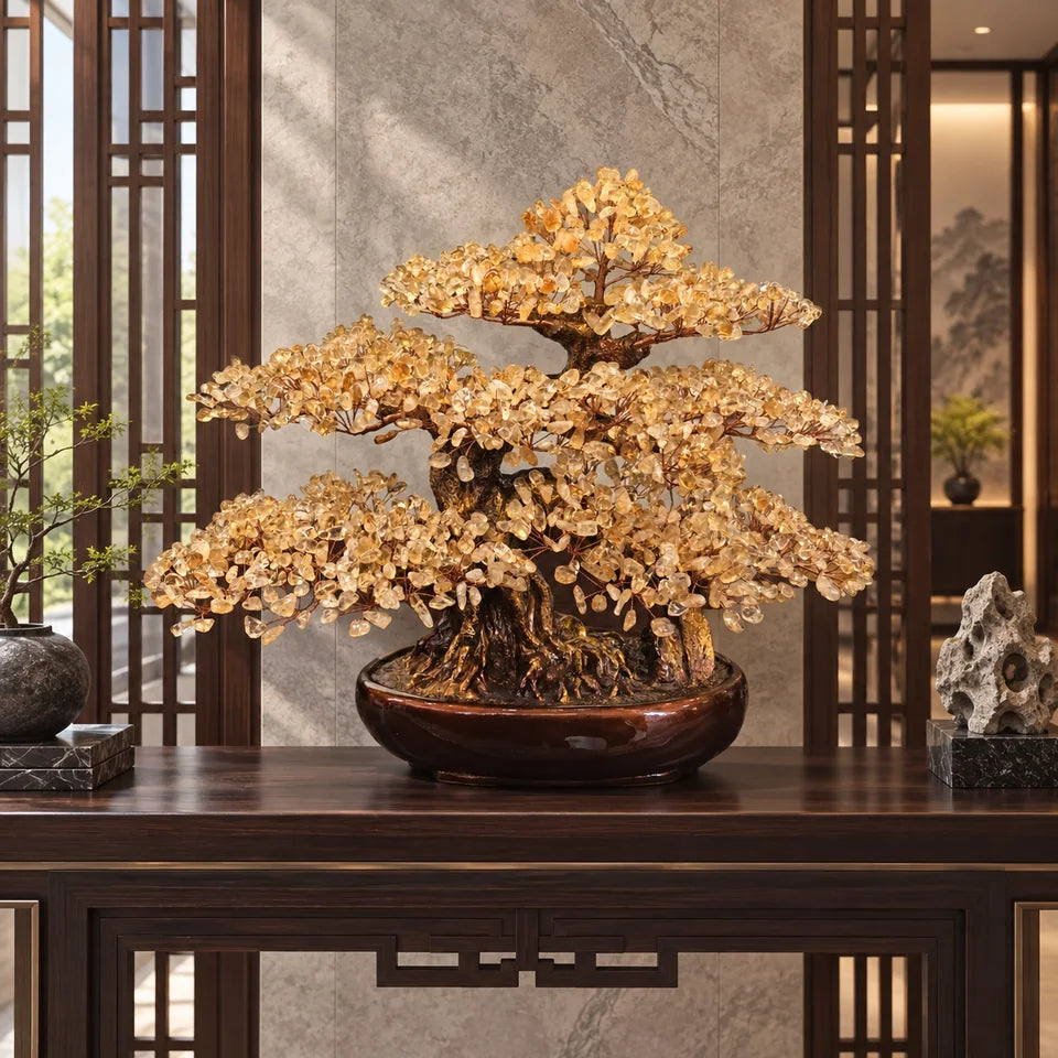Golden Quartz Prosperity Tree