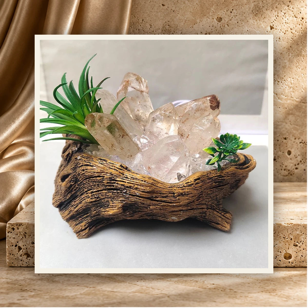 Illuminated Quartz Wood Sculpture — product view 1