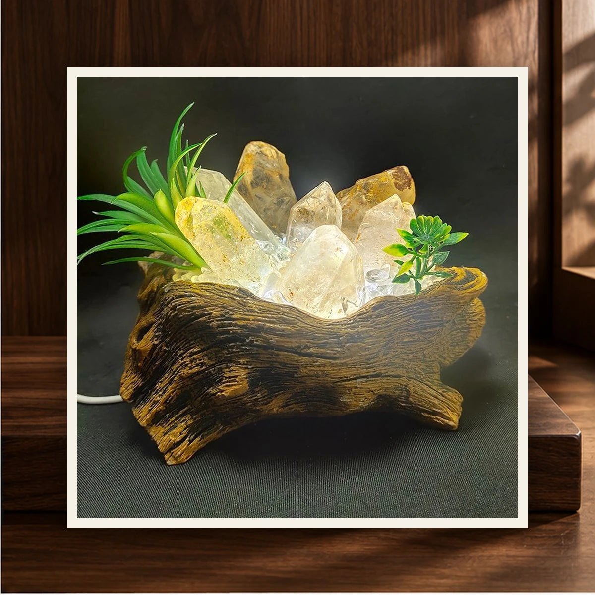 Illuminated Quartz Wood Sculpture — product view 2