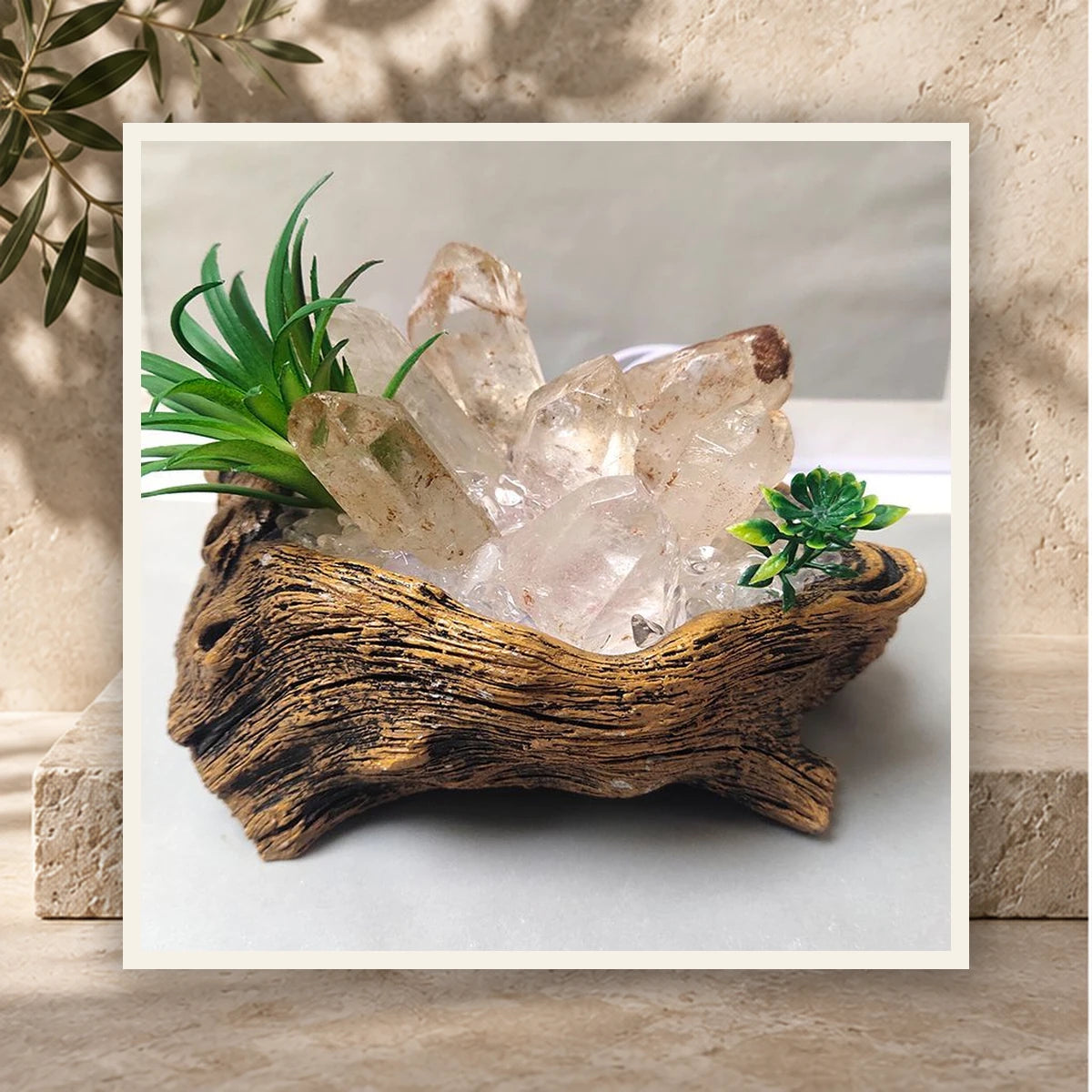 Illuminated Quartz Wood Sculpture — product view 3
