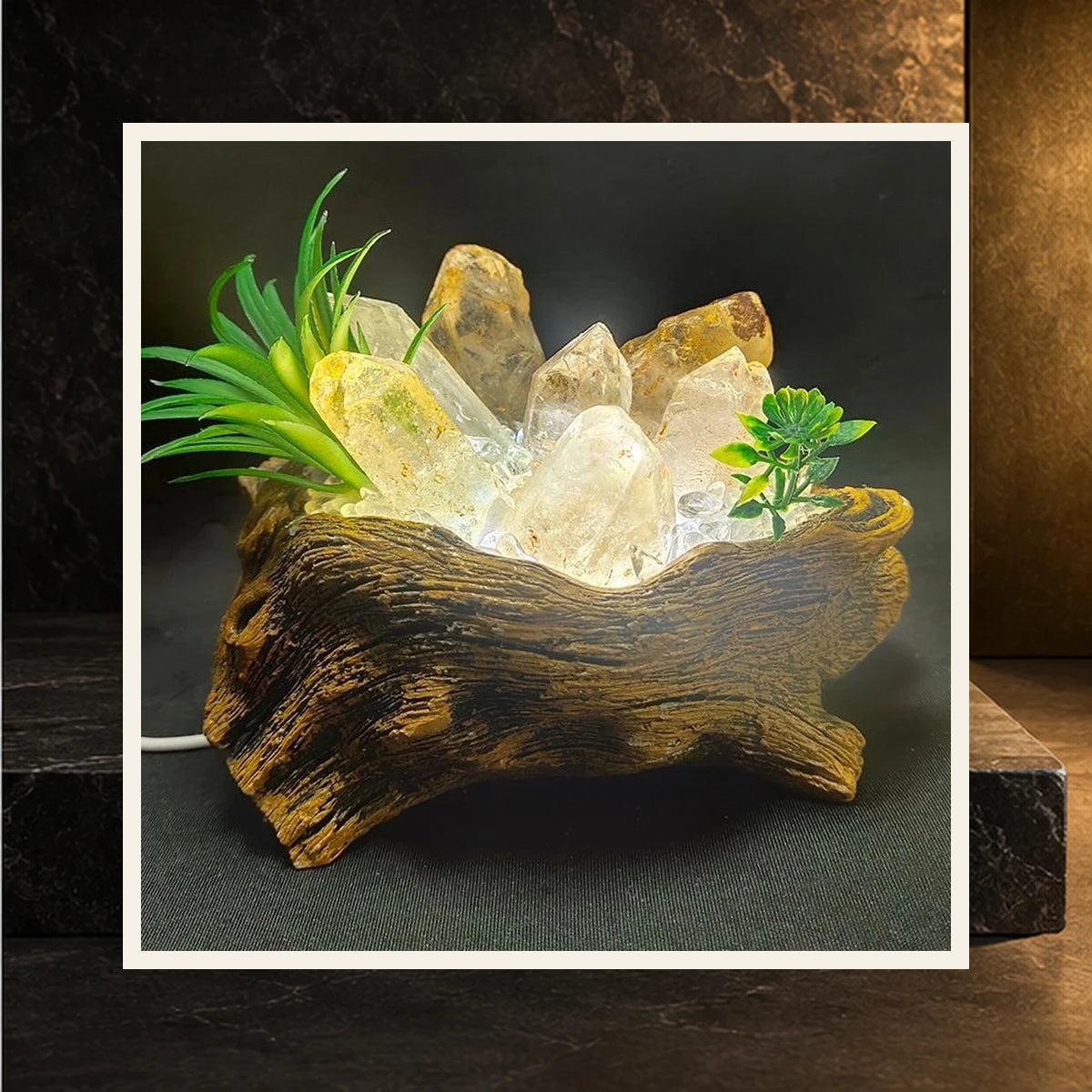 Illuminated Quartz Wood Sculpture — product view 4