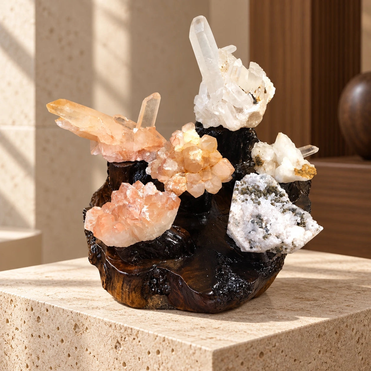 Crystal Blossom Display Cluster — natural crystal crystal décor scene 1