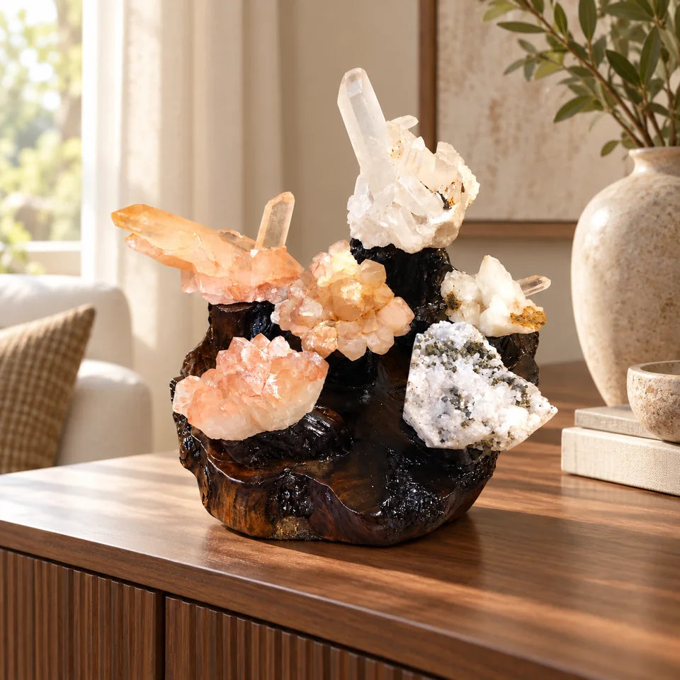 Crystal Blossom Display Cluster — natural crystal crystal décor scene 3