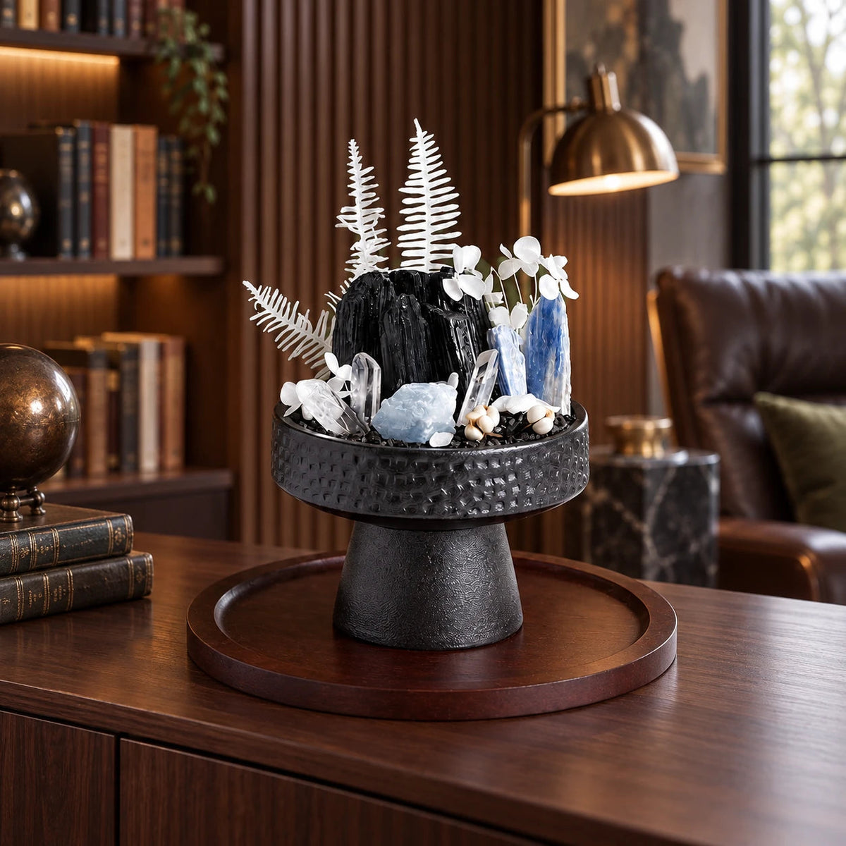 Black Tourmaline Woodland Planter — natural crystal crystal décor scene 1