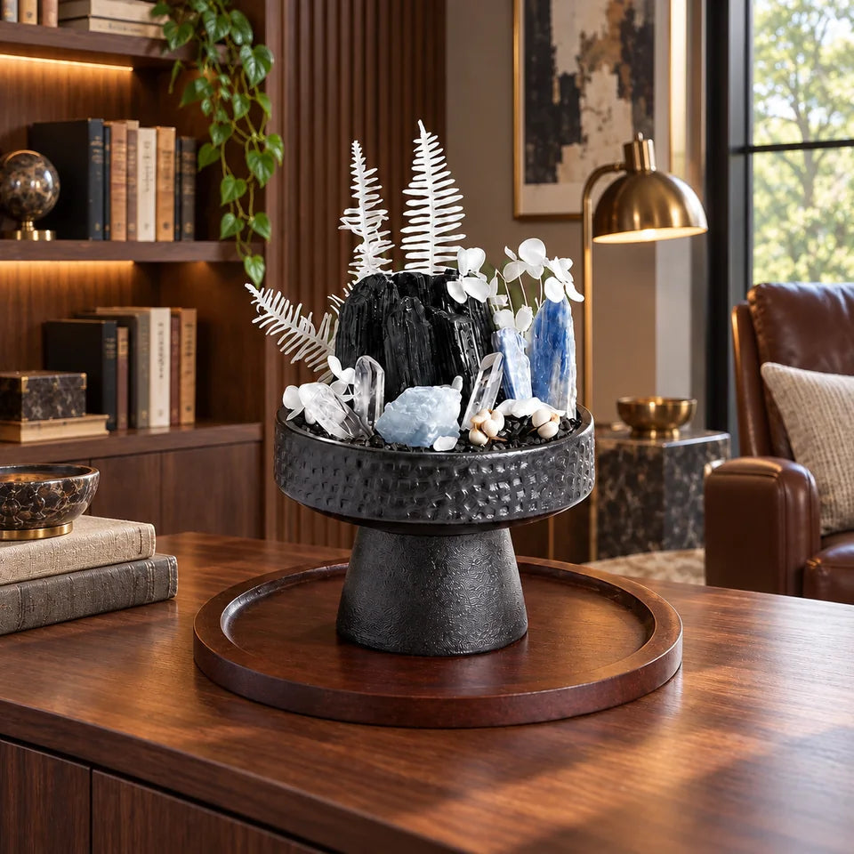 Black Tourmaline Woodland Planter — natural crystal crystal décor scene 3