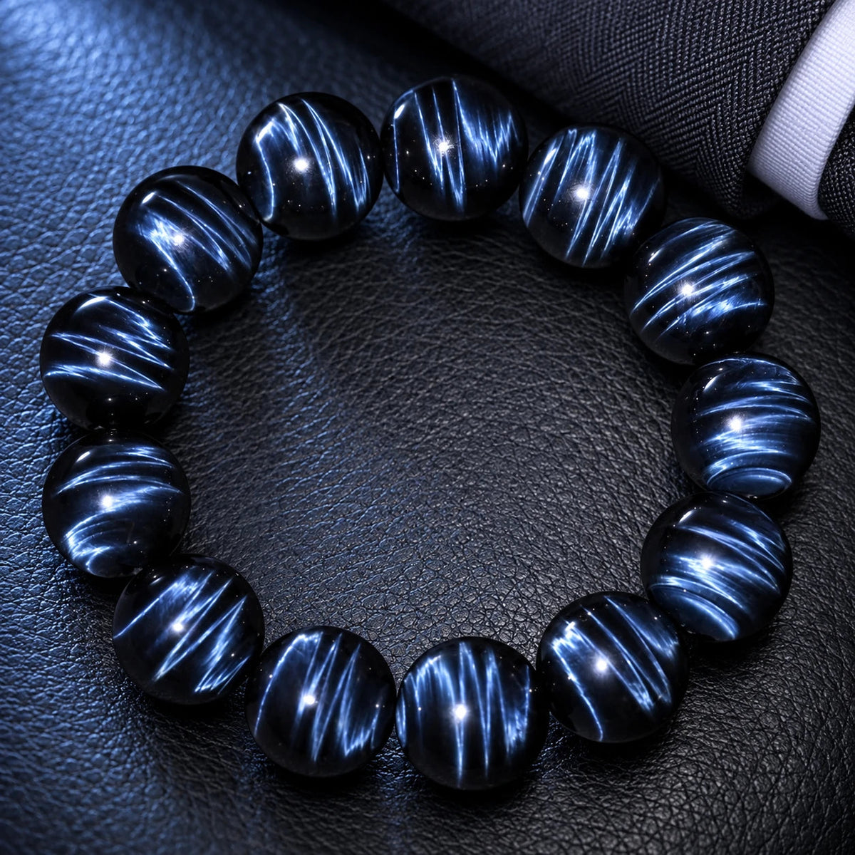 Blue Tiger Eye Statement Bracelet — natural crystal for him scene 2