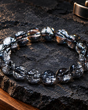 Business Black Rutilated Crystal Bracelet — natural crystal for him scene 2