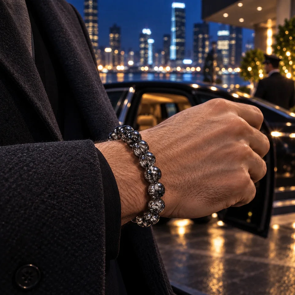 Brazilian Black Aurora Crystal Bracelet — natural crystal for him scene 3