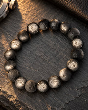 Moon-Crater Silver Obsidian Bracelet — natural crystal for him scene 2
