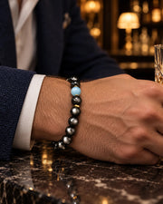 Black Obsidian Aquamarine Bracelet — natural crystal for him scene 1