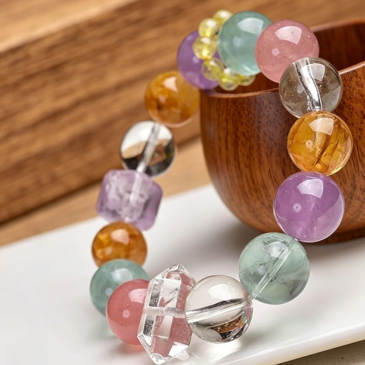 Five-Colour Light Natural Crystal Bracelet — natural crystal for her scene 1