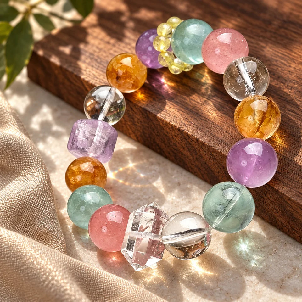 Five-Colour Light Natural Crystal Bracelet — natural crystal for her scene 3