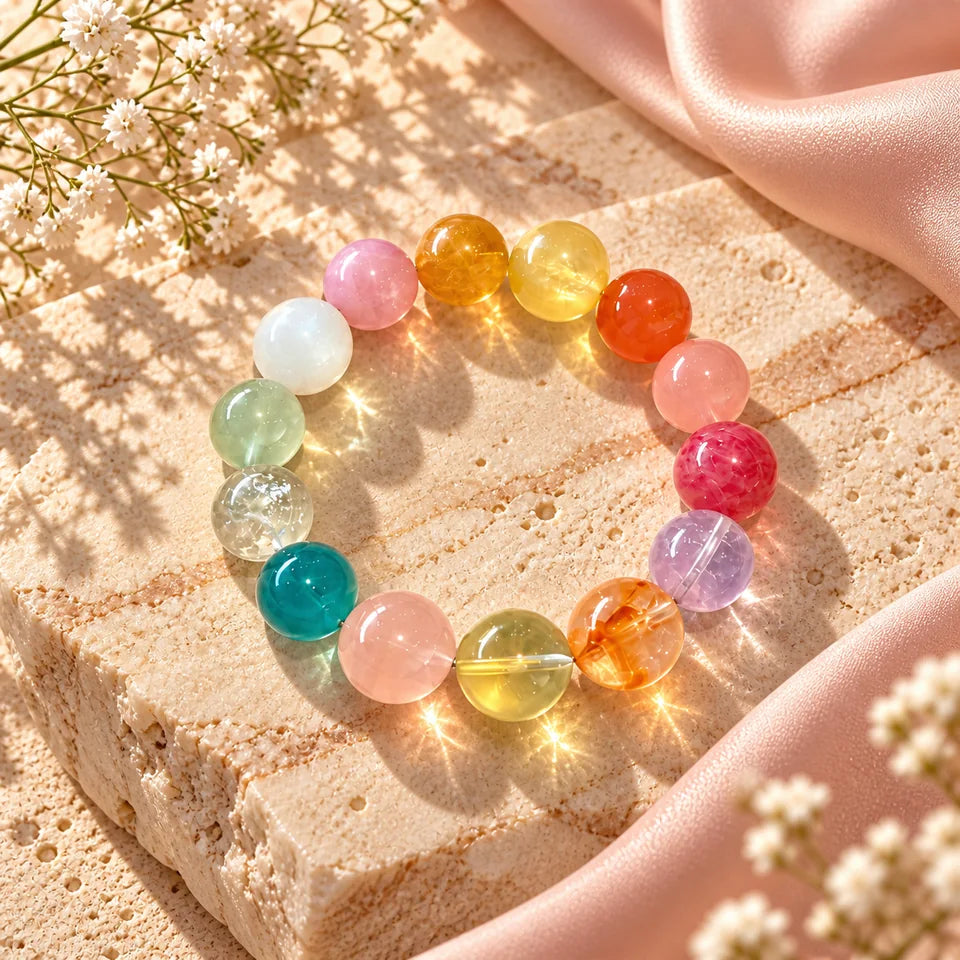 Lavender Seven-Stone Natural Crystal Bracelet — natural crystal for her scene 3