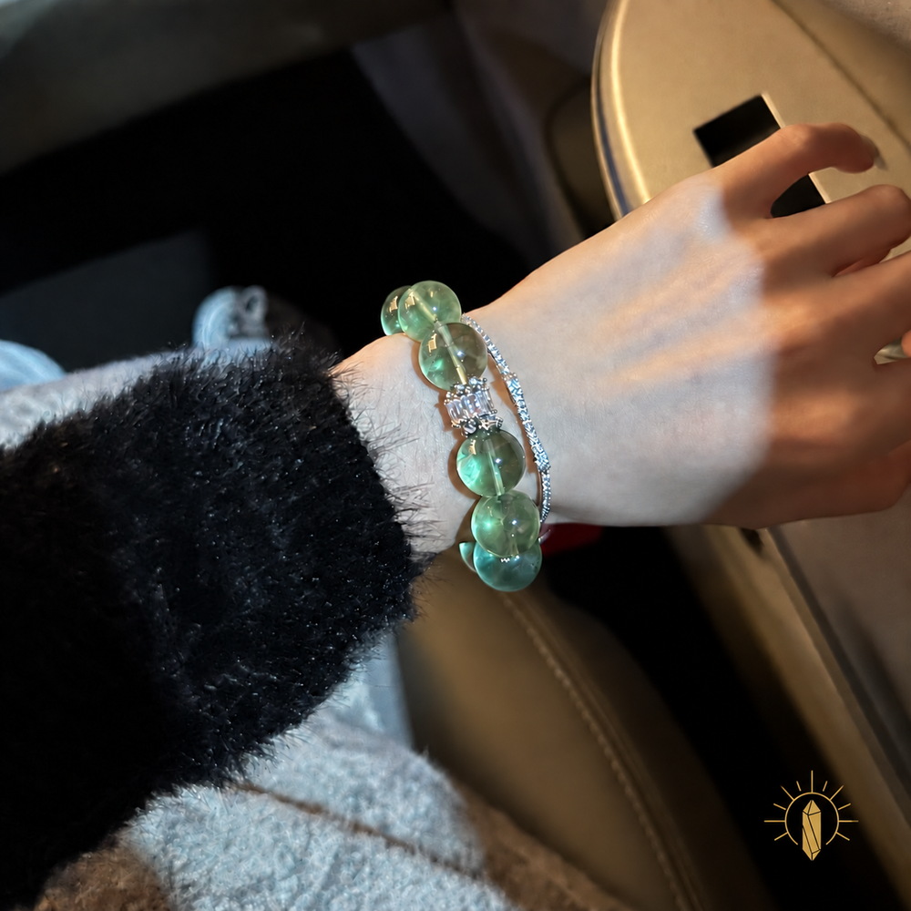 Green Fluorite Bracelet High-Clarity Artisan Design