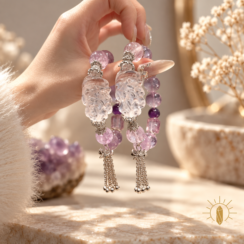 Amethyst Bracelet Nine-Tailed Fox Charm Vintage