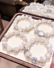 13mm Snow Phantom Quartz Bracelet Bridal White — Luz & Sol product photograph