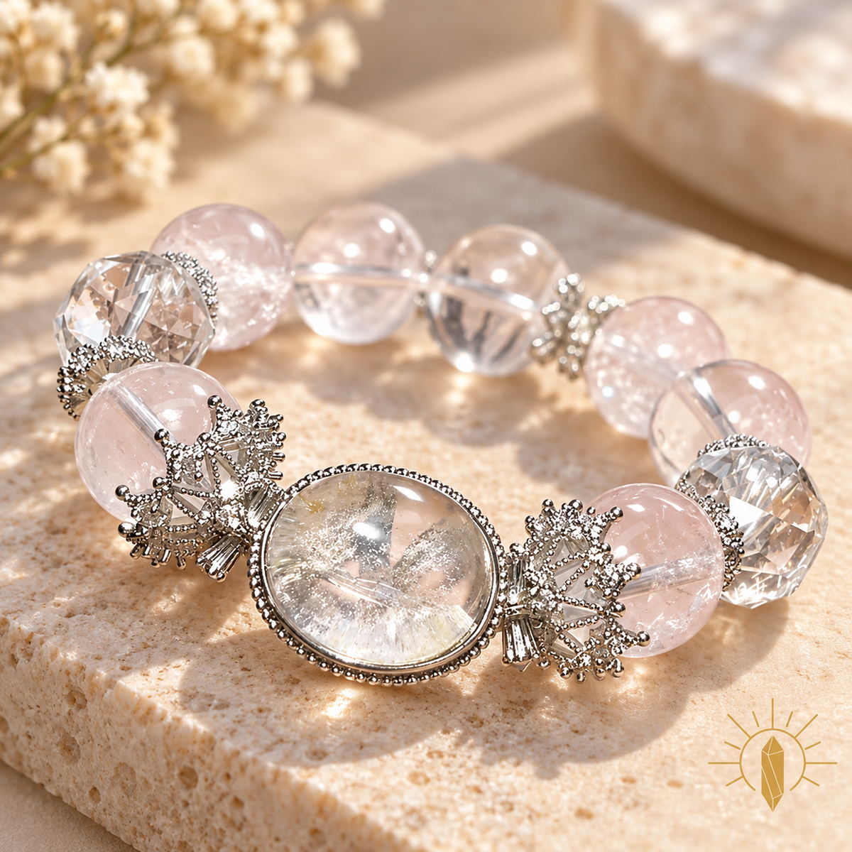 Natural Crystal Bracelet Artisan Design — Luz & Sol product photograph
