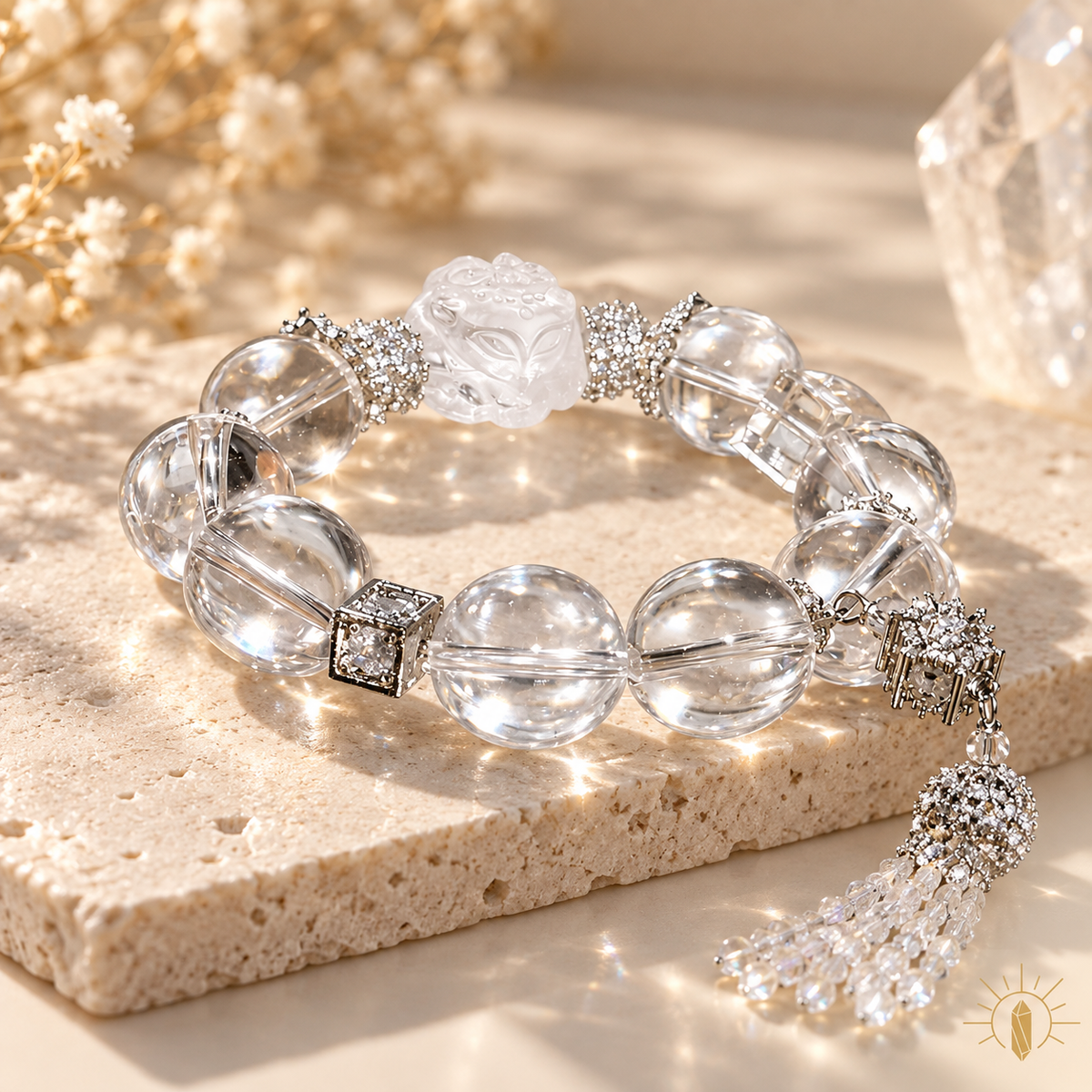 Clear Quartz Bracelet High-Clarity — Luz & Sol product photograph