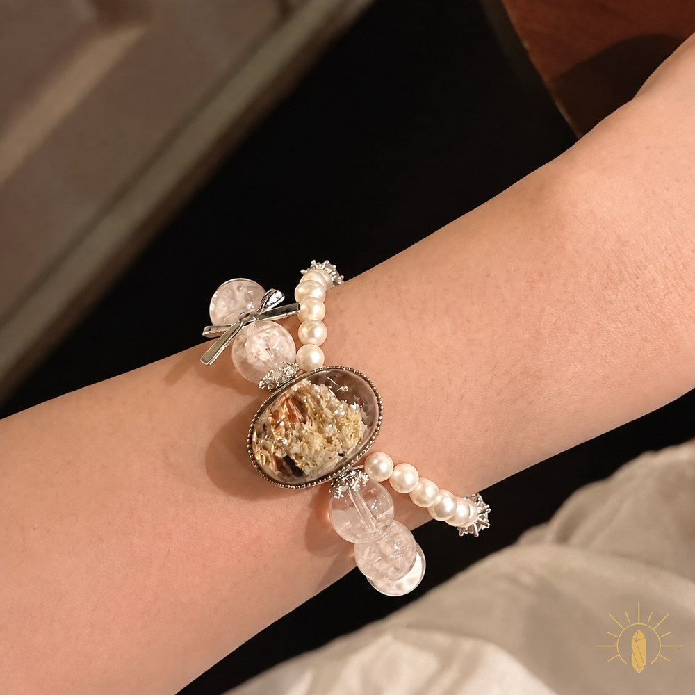 White Phantom Quartz Bracelet Double-Strand Artisan Design