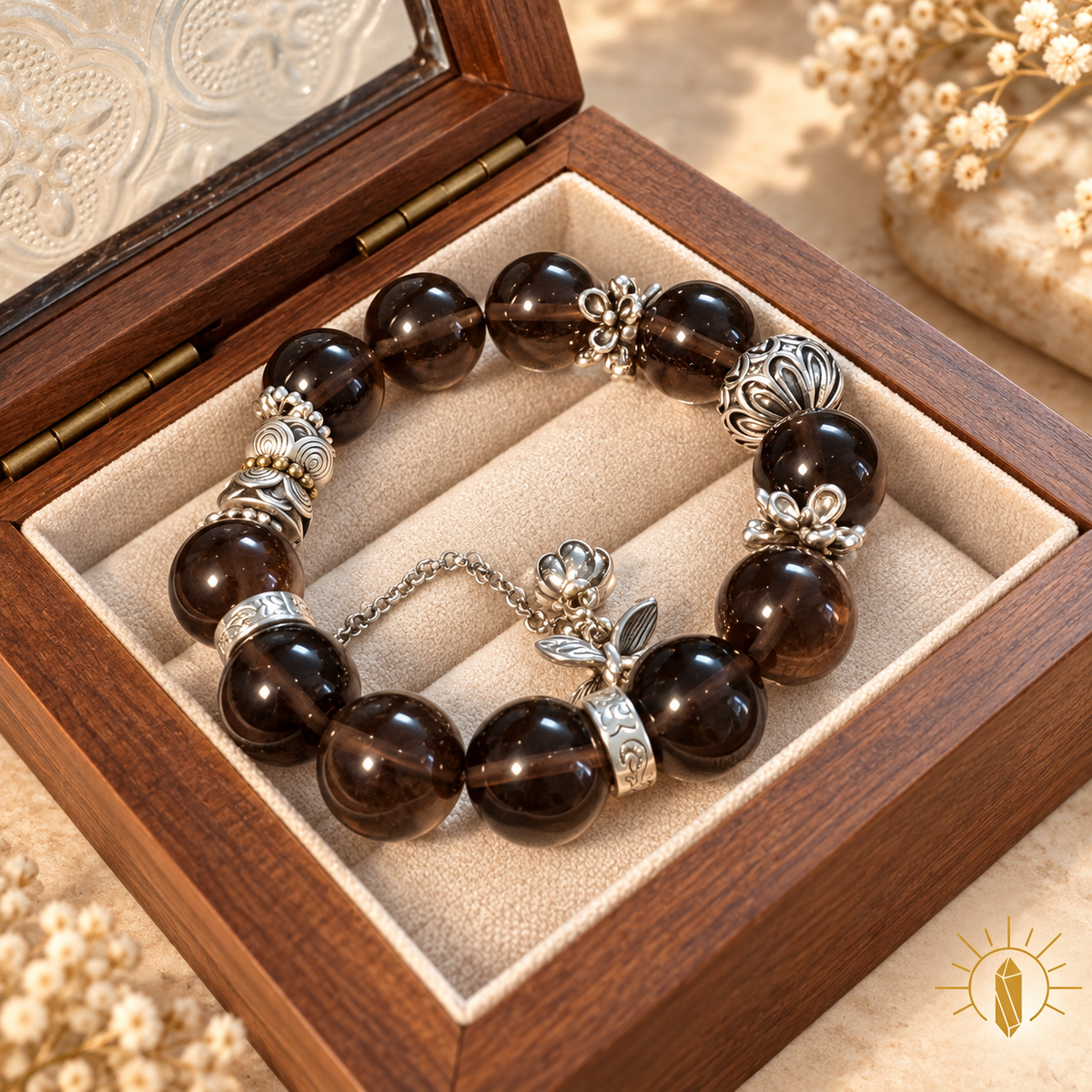 Smoky Quartz Bracelet Artisan Design — Luz & Sol product photograph