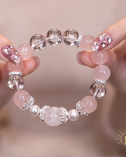 White Phantom Quartz and Rose Quartz Bracelet Double-Strand — Luz & Sol product photograph