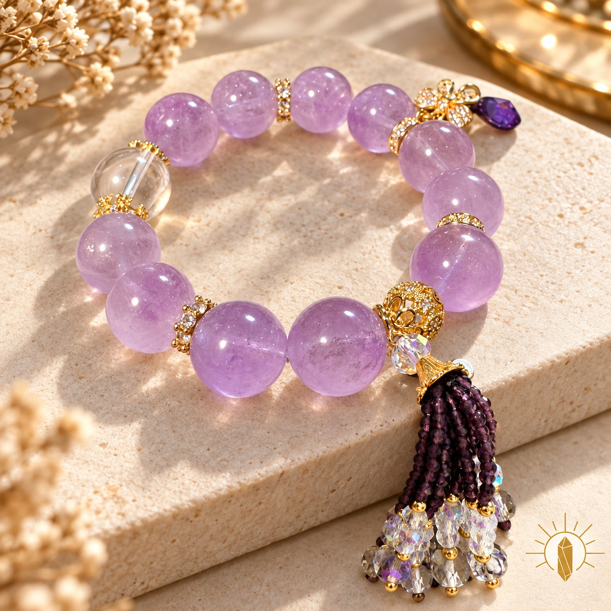 Amethyst Bracelet Detachable Tassel — Luz & Sol product photograph