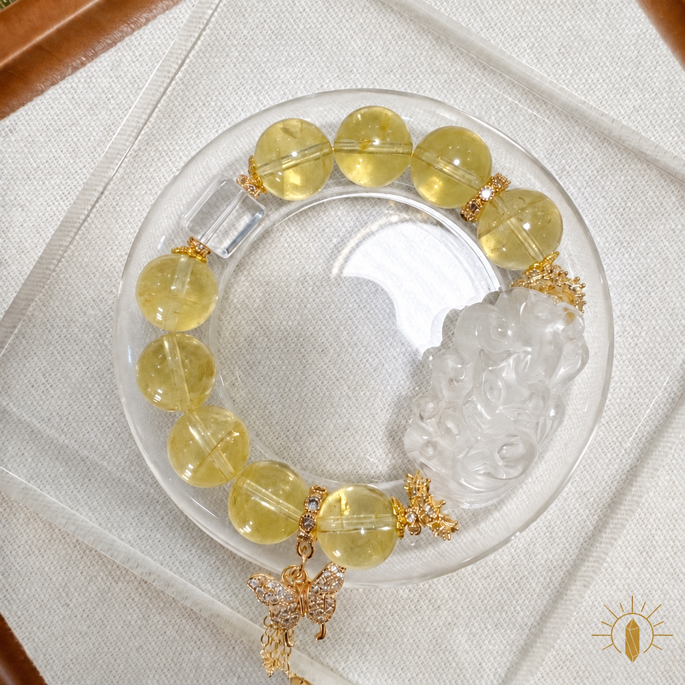 Citrine Bracelet Nine-Tailed Fox Charm Artisan Design