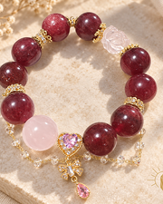 Natural Crystal Bracelet Large Bead Cherry Pink — Luz & Sol product photograph