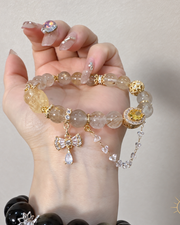 Citrine and Rutilated Quartz Bracelet Pixiu Charm — Luz & Sol product photograph