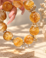 Golden Garden Quartz and Citrine Bracelet High-Clarity Large Bead — Luz & Sol product photograph