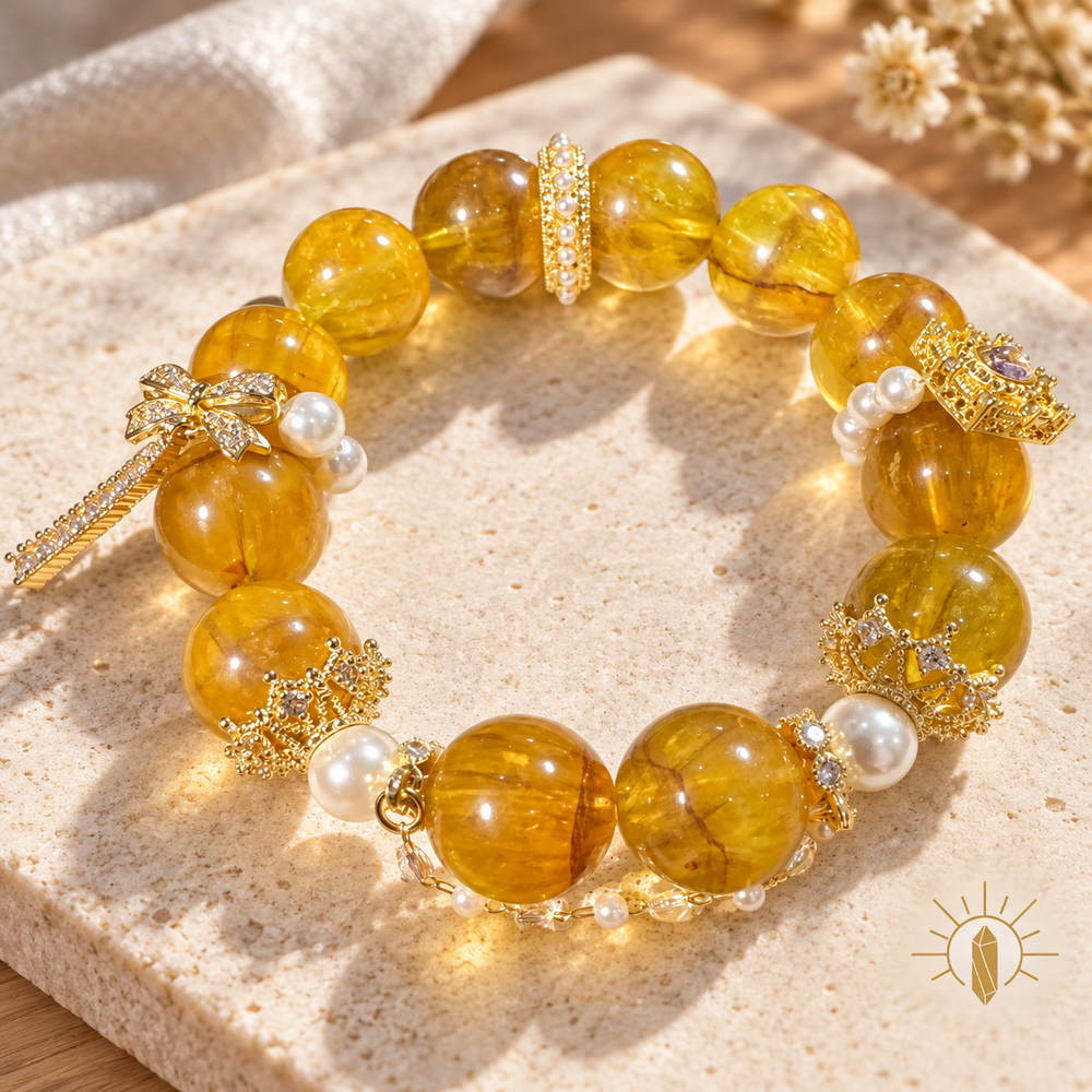 Yellow Fluorite Bracelet Large Bead