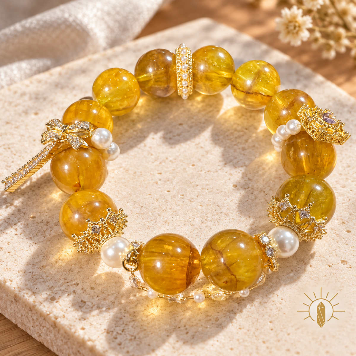 Yellow Fluorite Bracelet Large Bead — Luz & Sol product photograph