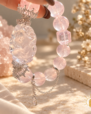 Rose Quartz Bracelet Nine-Tailed Fox Charm — Luz & Sol product photograph