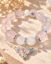 White Phantom Quartz and Rose Quartz Bracelet — Luz & Sol product photograph