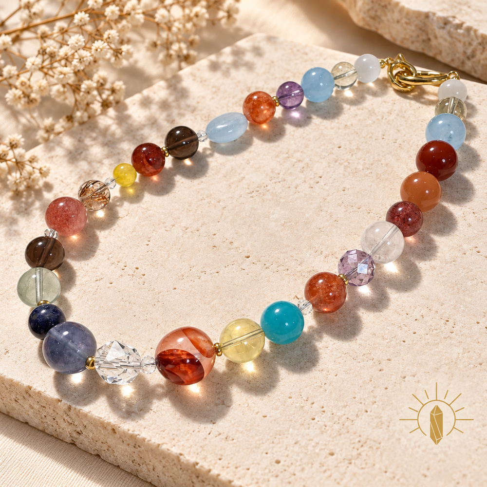 Multi-Gem Crystal Necklace Pastel
