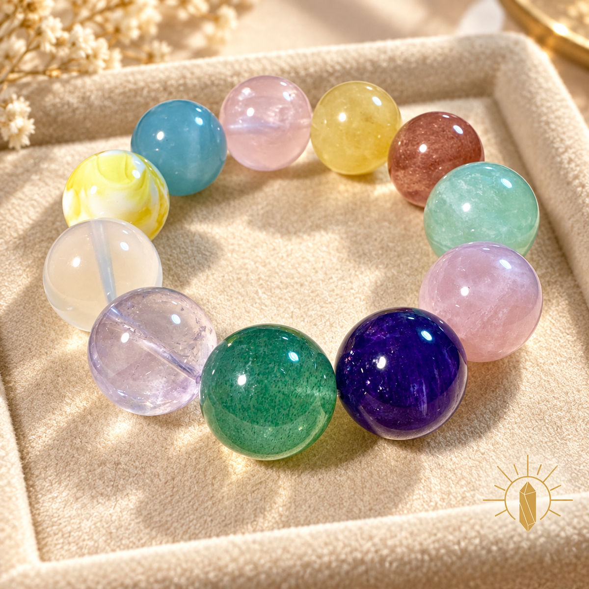 17mm Multi-Gem Crystal Bracelet Large Bead — Luz & Sol product photograph