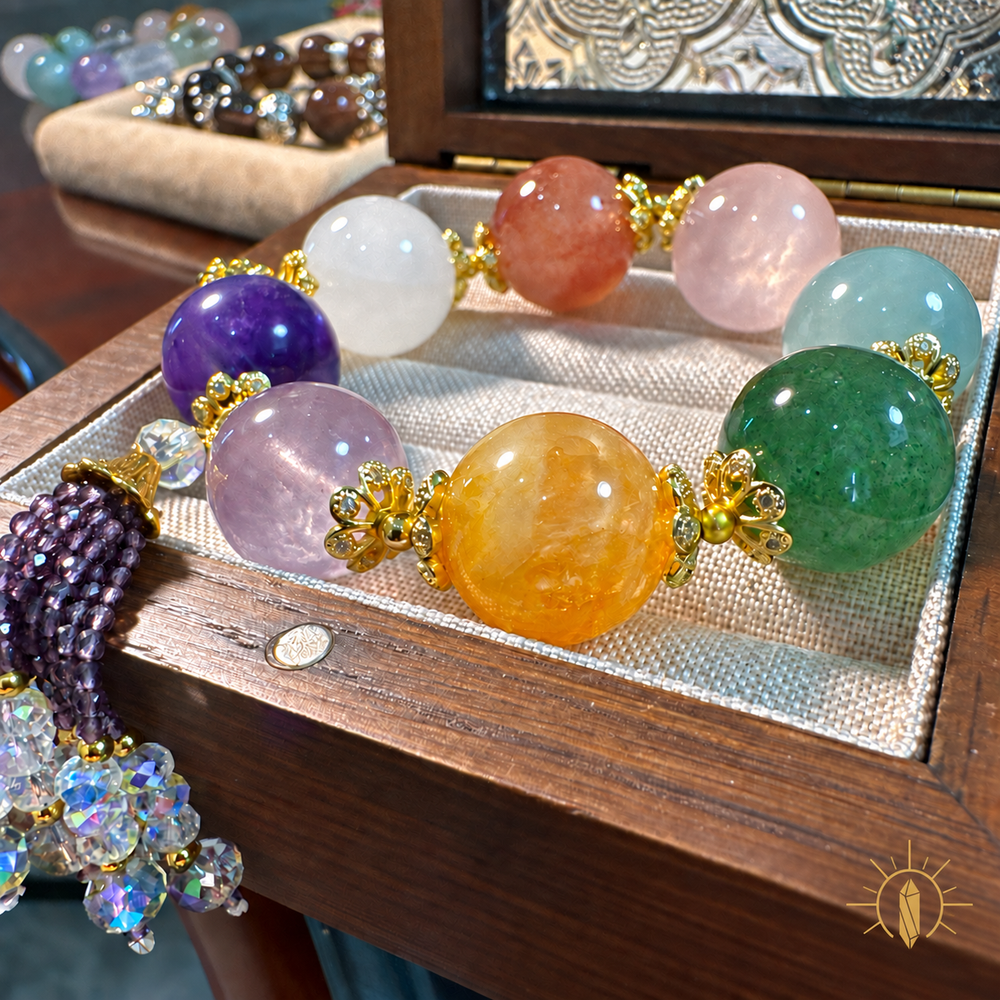 Multi-Gem Crystal Bracelet Large Bead