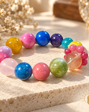 Earth Agate and Multi-Gem Crystal Bracelet Pastel — Luz & Sol product photograph